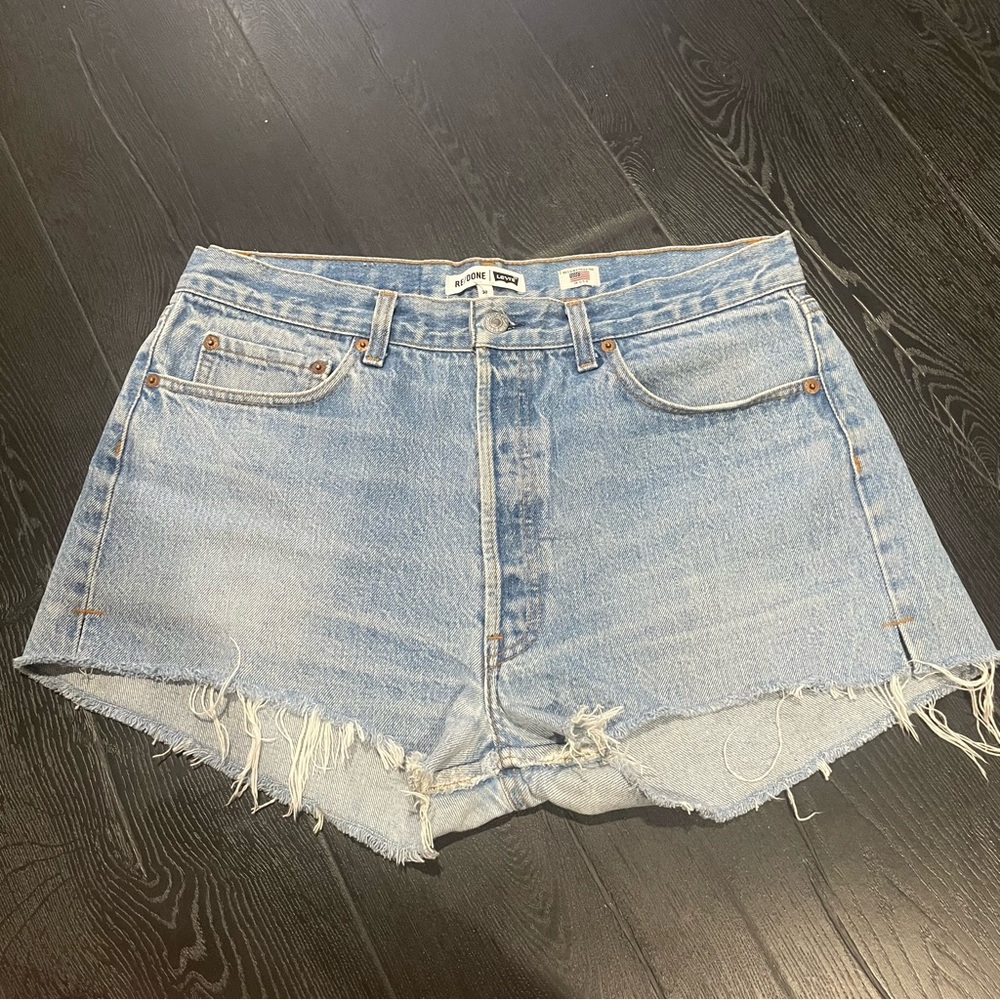 Re/Done Levi’s Light Blue Cutoff Jean Shorts